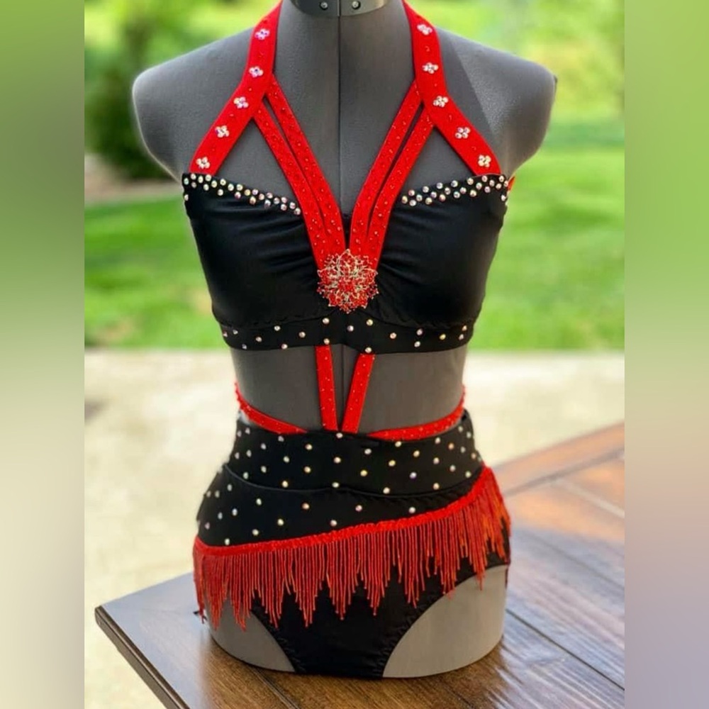 Black/Red custom dance costume Jazz/Musical Theater AXS top AS bottom